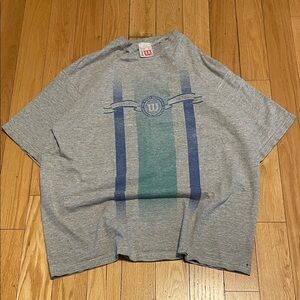 Wilson Gray Tee with Blue and Green Stripes